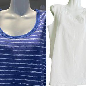 White Stag sleeveless( Large) and White Stag sleeveless Blue stripe Medium-Large